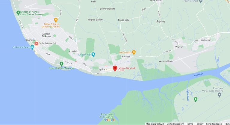 Google map of Lytham seafront on the Ribble estuary